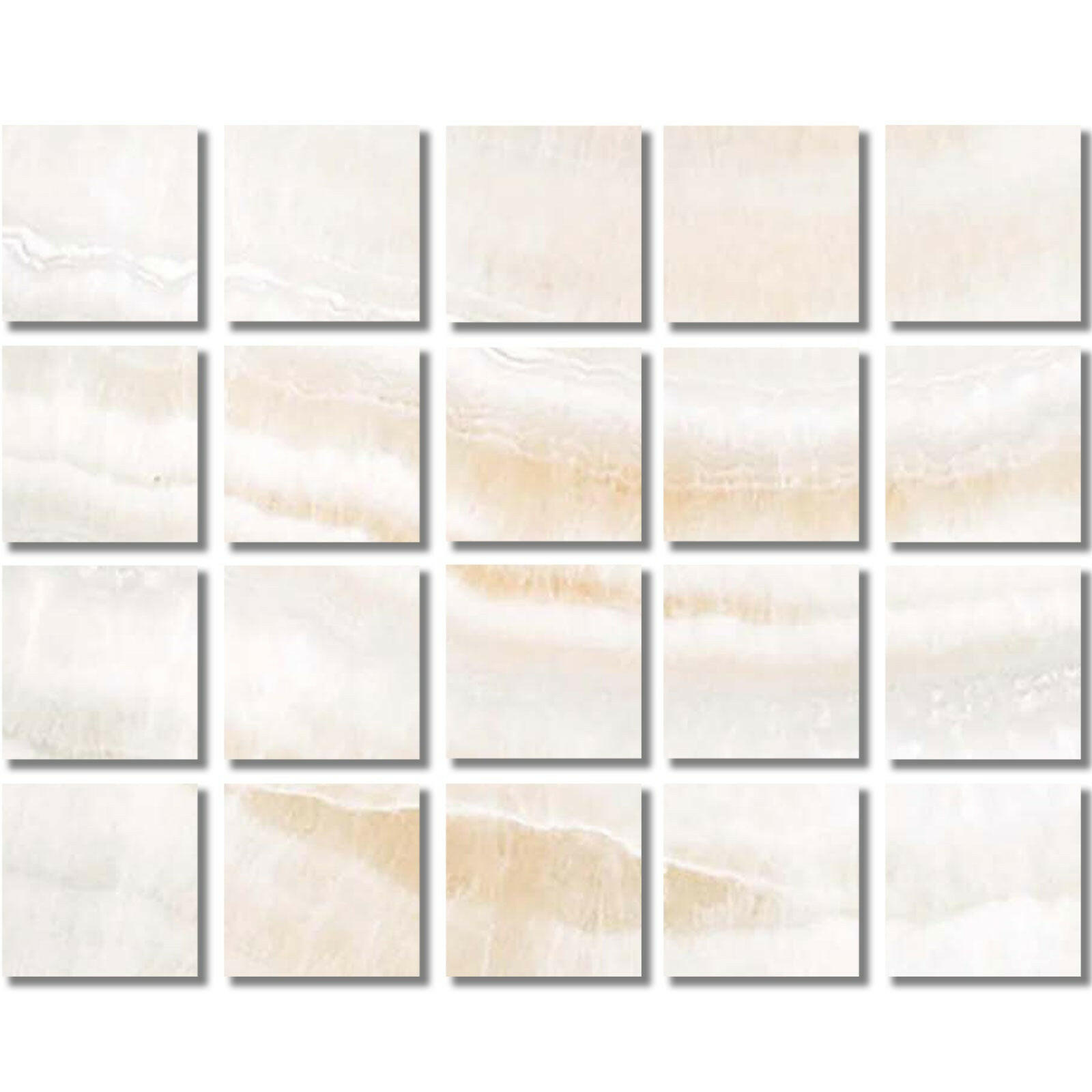 Special Cut | 4x4 Premium White Onyx VEIN-CUT Polished Tile - American Tile Depot