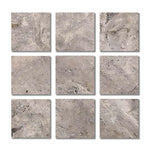 Special Cut | 4x4 Silver Travertine Filled & Honed Tile Special Cut | 4x4 Silver Travertine Filled & Honed Tile - American Tile Depot