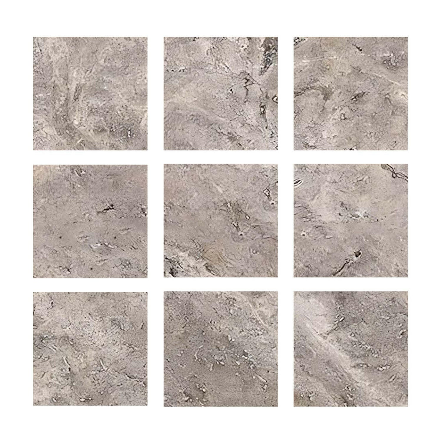 Special Cut | 4x4 Silver Travertine Filled & Honed Tile Special Cut | 4x4 Silver Travertine Filled & Honed Tile - American Tile Depot