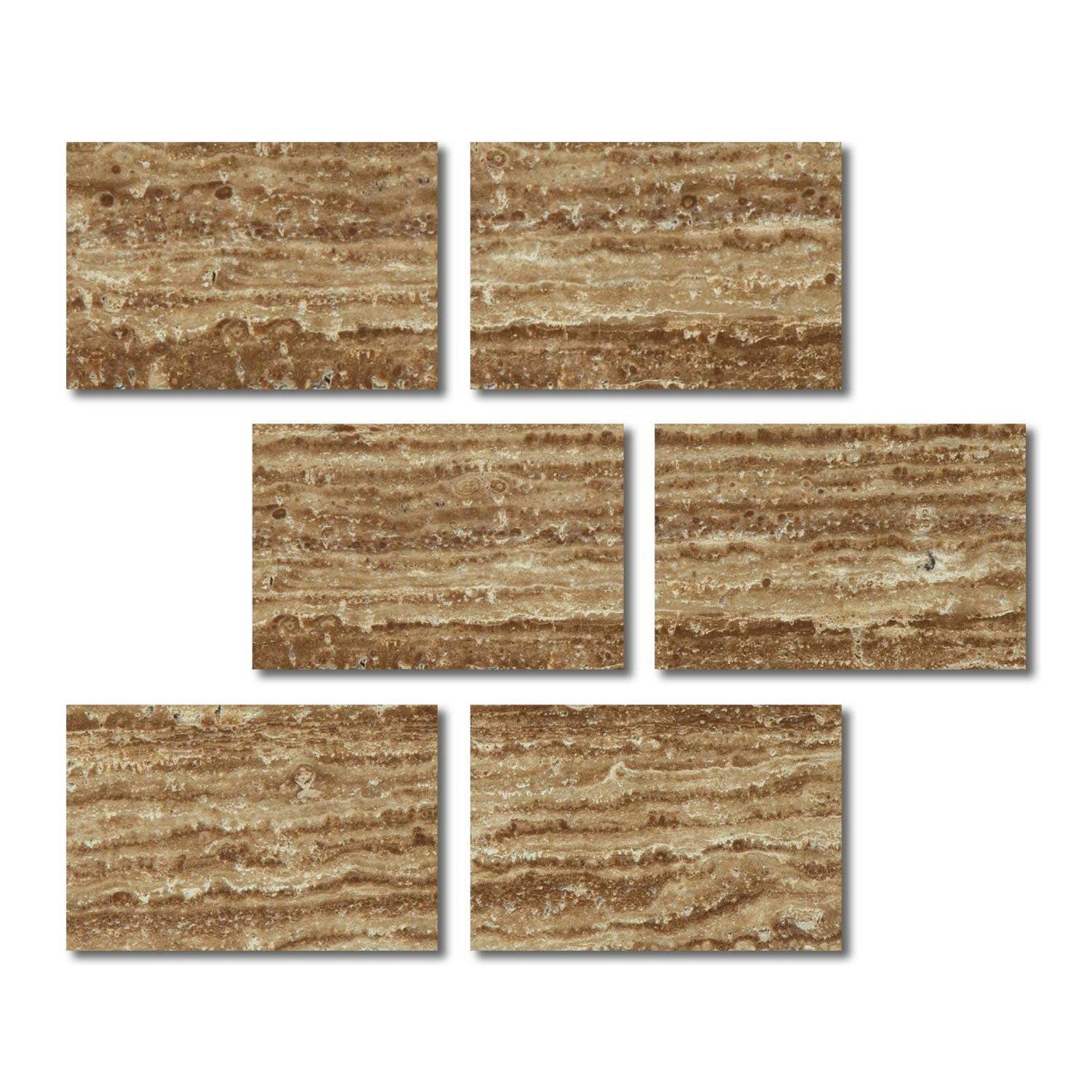 Special Cut | 4x6 Noce Exotic Travertine (Vein-Cut) Filled & Honed Tile Special Cut | 4x6 Noce Exotic Travertine (Vein-Cut) Filled & Honed Tile - American Tile Depot