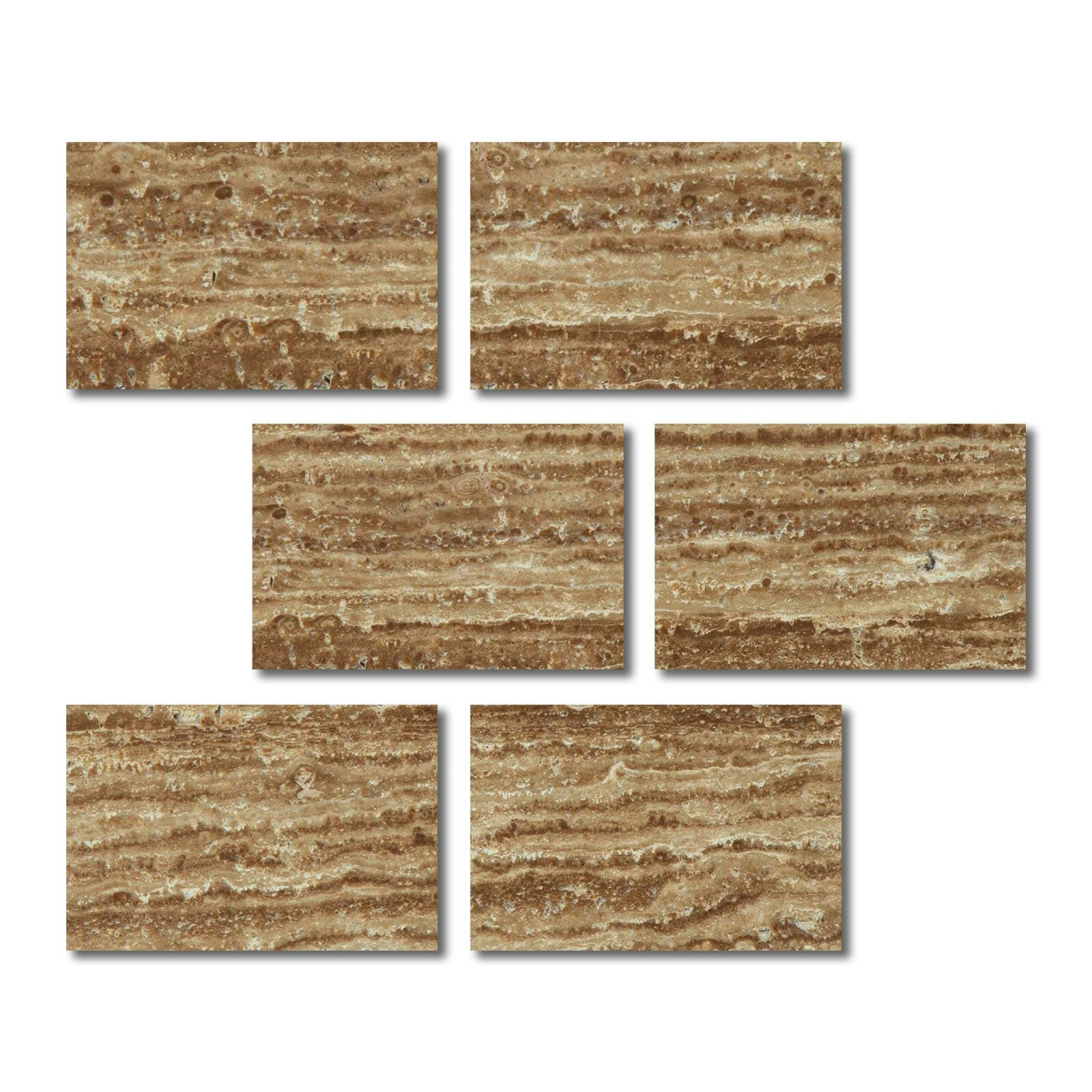 Special Cut | 4x6 Noce Exotic Travertine (Vein-Cut) Filled & Polished Tile Special Cut | 4x6 Noce Exotic Travertine (Vein-Cut) Filled & Polished Tile - American Tile Depot
