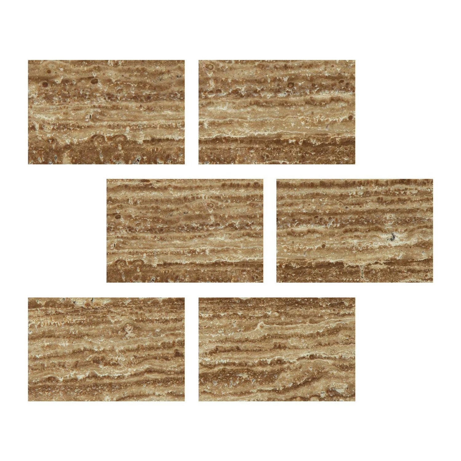 Special Cut | 4x6 Noce Exotic Travertine (Vein-Cut) Filled & Polished Tile Special Cut | 4x6 Noce Exotic Travertine (Vein-Cut) Filled & Polished Tile - American Tile Depot