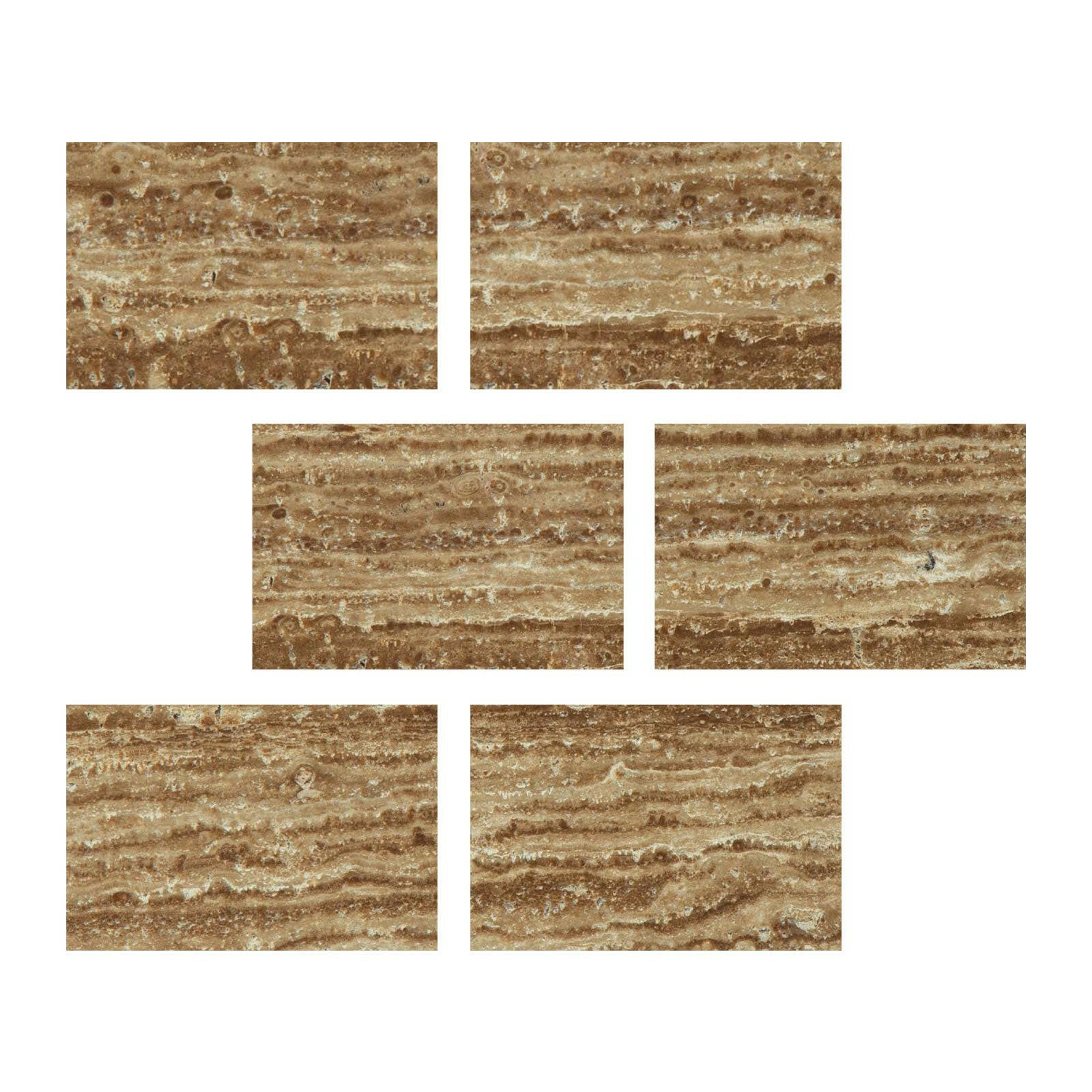 Special Cut | 4x6 Noce Exotic Travertine (Vein-Cut) Filled & Polished Tile Special Cut | 4x6 Noce Exotic Travertine (Vein-Cut) Filled & Polished Tile - American Tile Depot