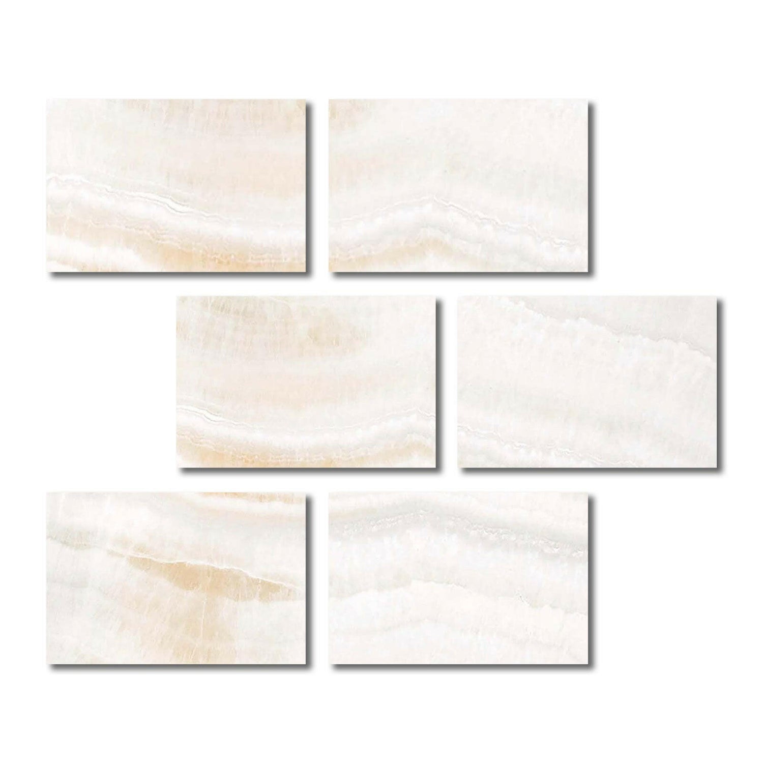 Special Cut | 4x6 Premium White Onyx VEIN-CUT Polished Tile Special Cut | 4x6 Premium White Onyx VEIN-CUT Polished Tile - American Tile Depot