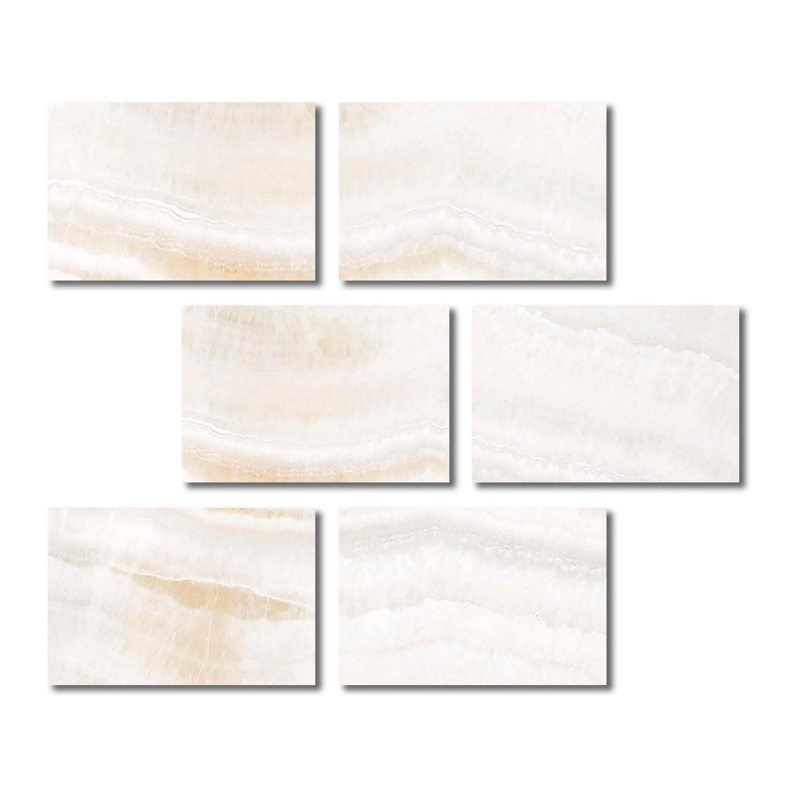 Special Cut | 4x6 Premium White Onyx VEIN-CUT Polished Tile - American Tile Depot