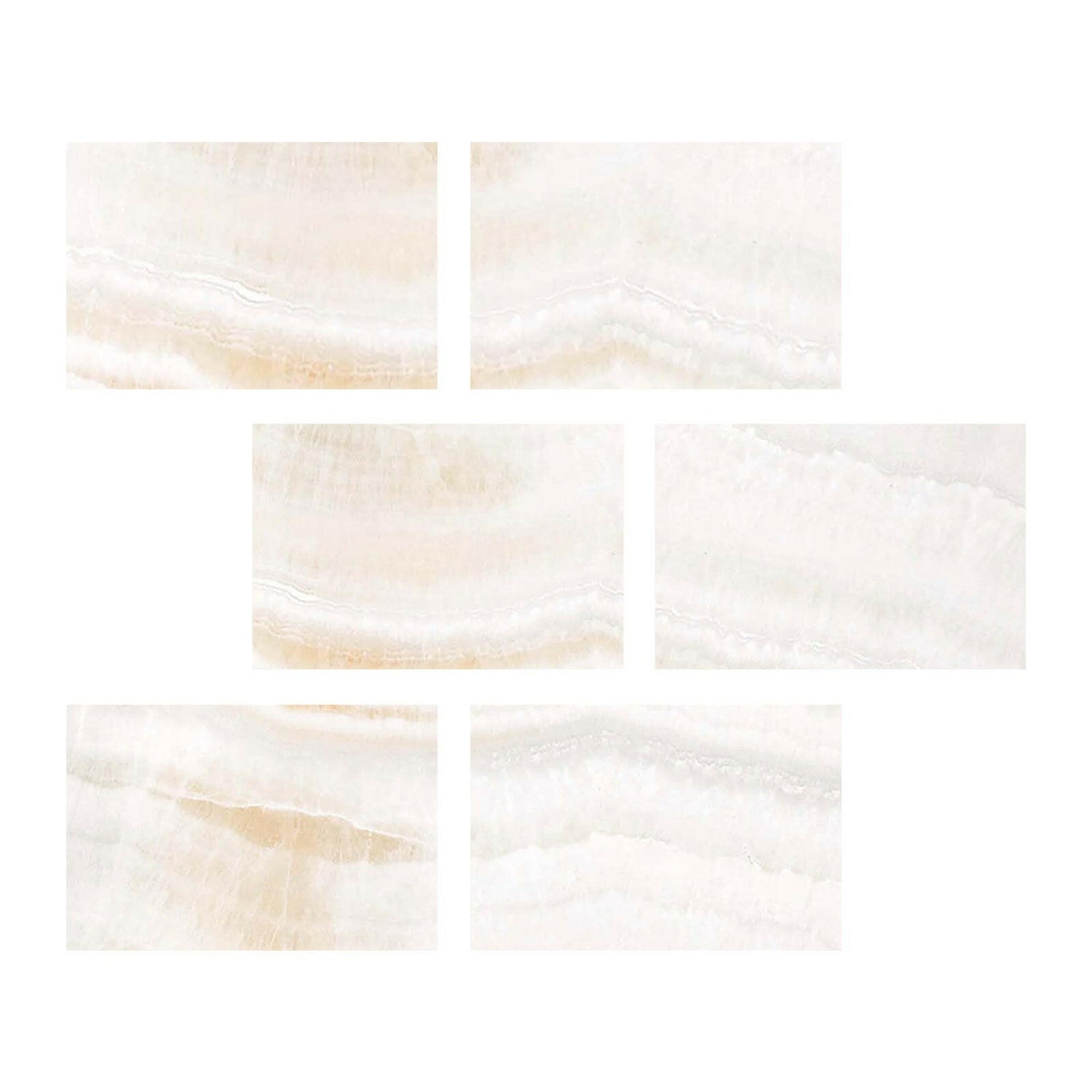 Special Cut | 4x6 Premium White Onyx VEIN-CUT Polished Tile Special Cut | 4x6 Premium White Onyx VEIN-CUT Polished Tile - American Tile Depot
