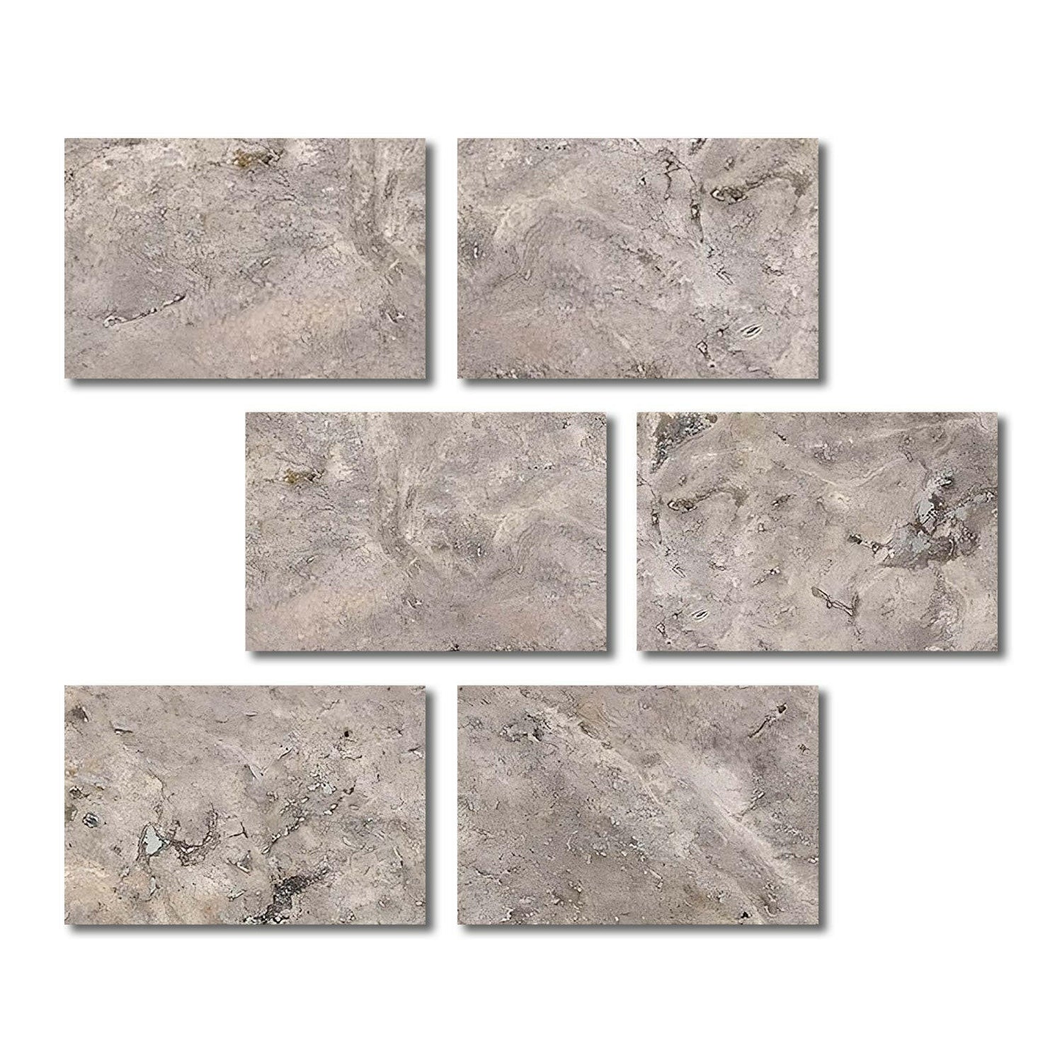Special Cut | 4x6 Silver Travertine Filled & Honed Tile Special Cut | 4x6 Silver Travertine Filled & Honed Tile - American Tile Depot