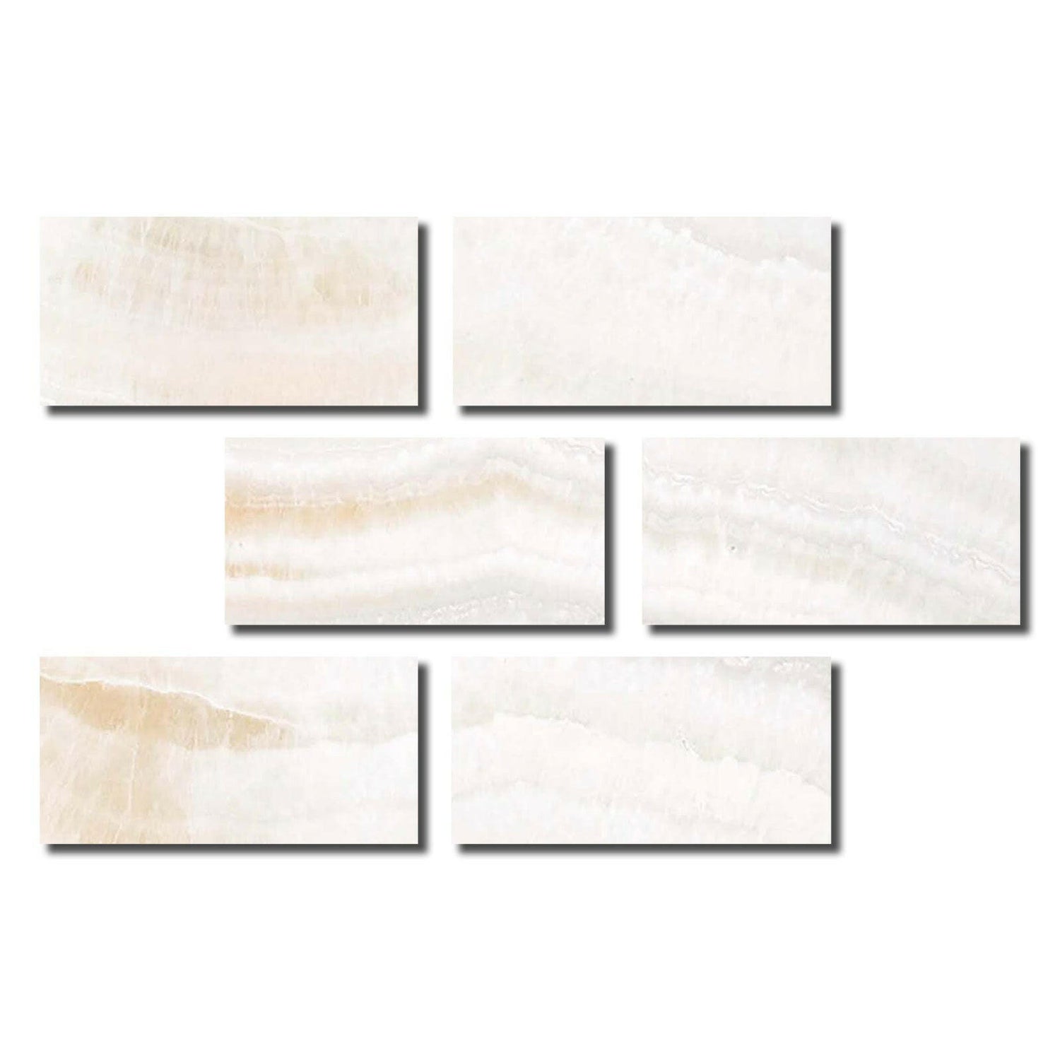 Special Cut | 4x8 Premium White Onyx VEIN-CUT Polished Tile Special Cut | 4x8 Premium White Onyx VEIN-CUT Polished Tile - American Tile Depot