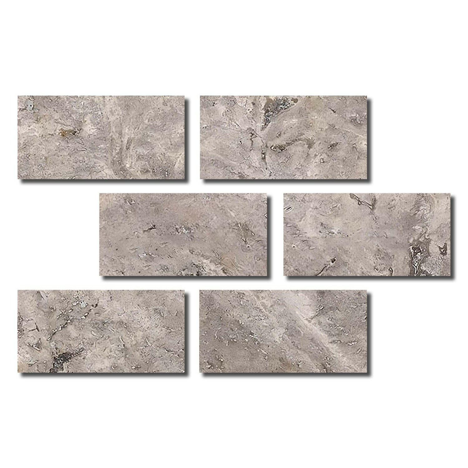 Special Cut | 4x8 Silver Travertine Filled & Honed Tile Special Cut | 4x8 Silver Travertine Filled & Honed Tile - American Tile Depot