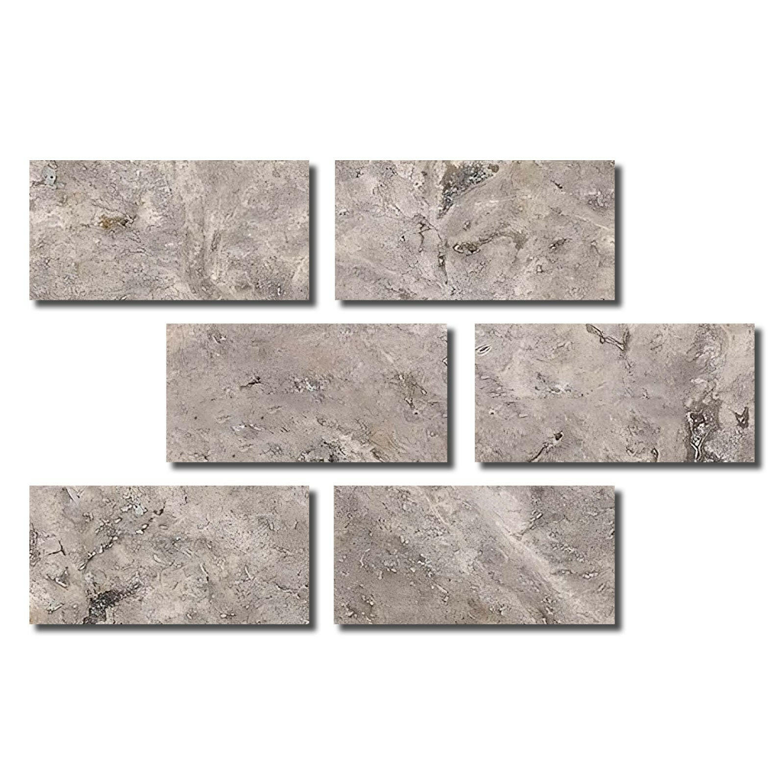 Special Cut | 4x8 Silver Travertine Filled & Honed Tile Special Cut | 4x8 Silver Travertine Filled & Honed Tile - American Tile Depot