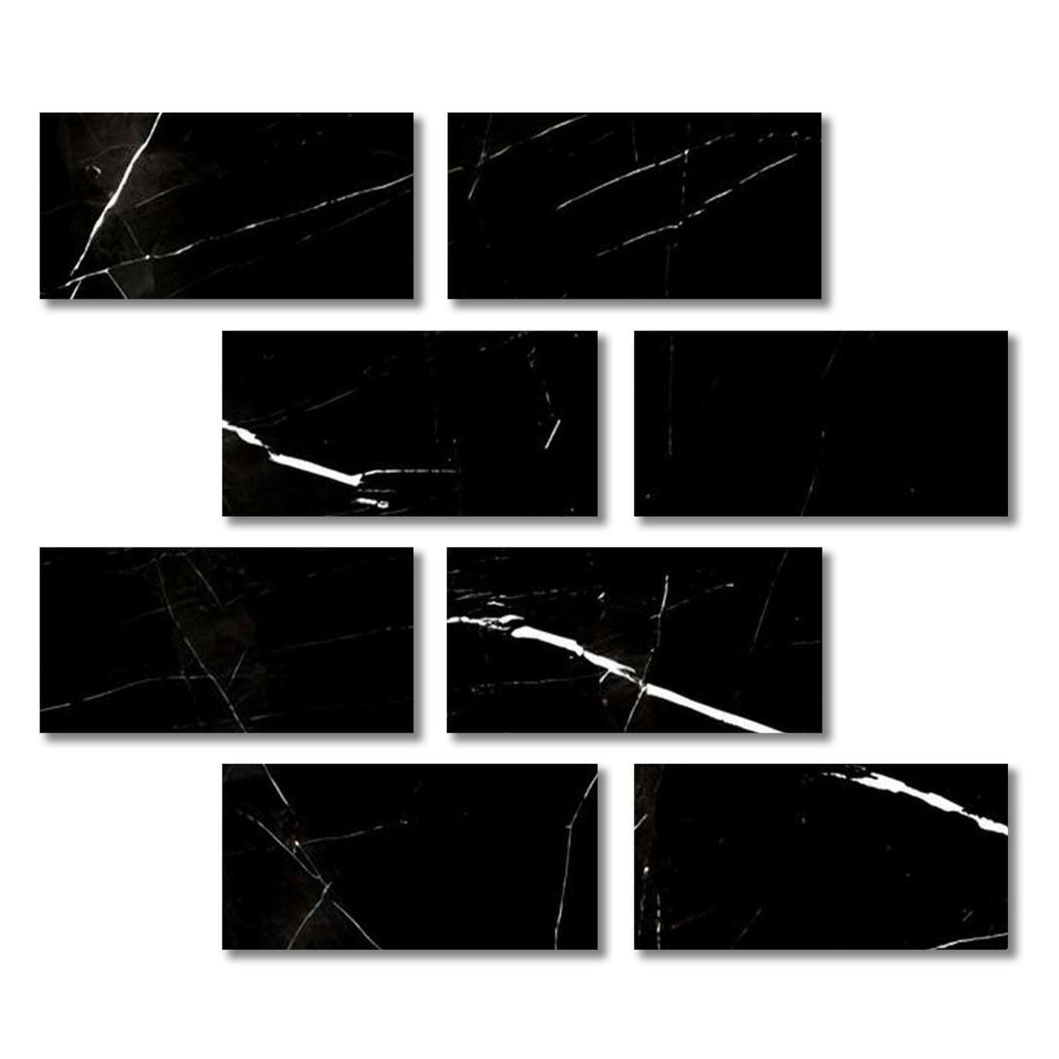 Special Cut | 6x12 Black Marquina Marble Honed Tile Special Cut | 6x12 Black Marquina Marble Honed Tile - American Tile Depot