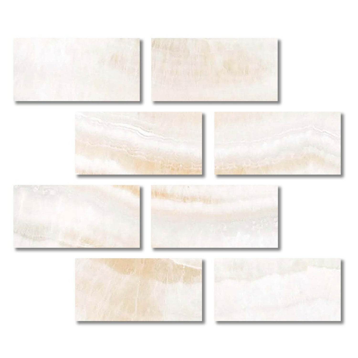 Special Cut | 6x12 Premium White Onyx VEIN-CUT Polished Tile Special Cut | 6x12 Premium White Onyx VEIN-CUT Polished Tile - American Tile Depot