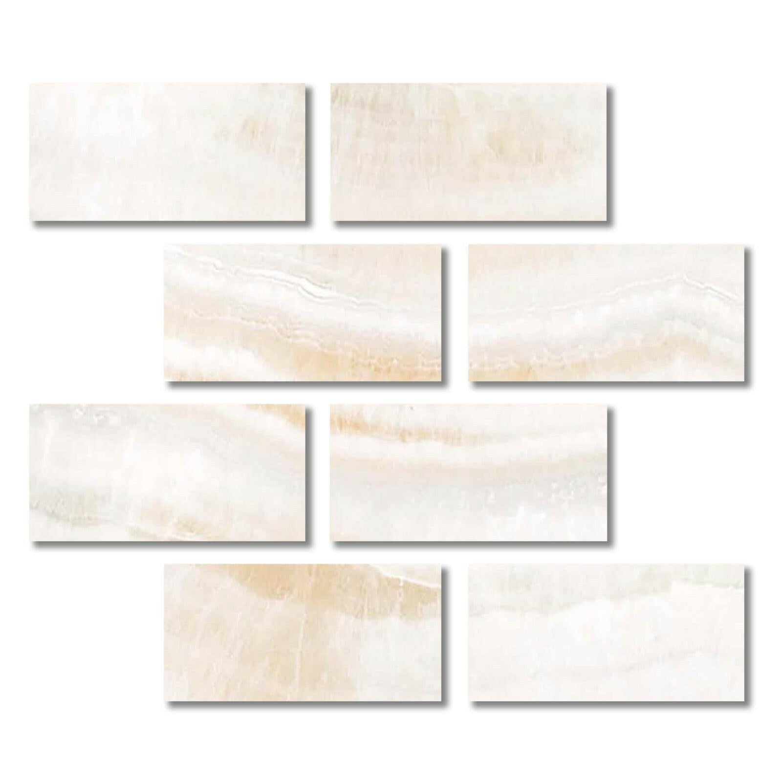 Special Cut | 6x12 Premium White Onyx VEIN-CUT Polished Tile Special Cut | 6x12 Premium White Onyx VEIN-CUT Polished Tile - American Tile Depot