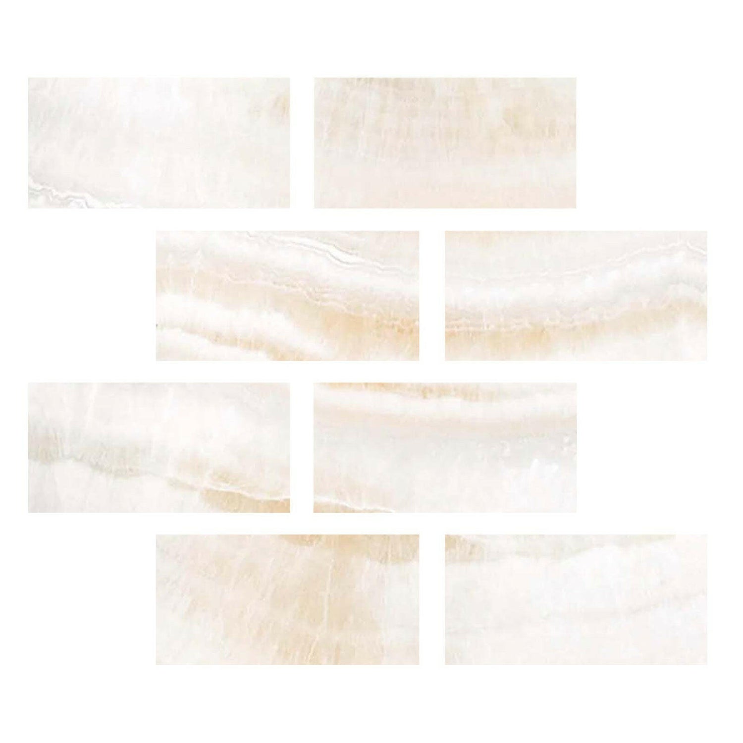 Special Cut | 6x12 Premium White Onyx VEIN-CUT Polished Tile Special Cut | 6x12 Premium White Onyx VEIN-CUT Polished Tile - American Tile Depot
