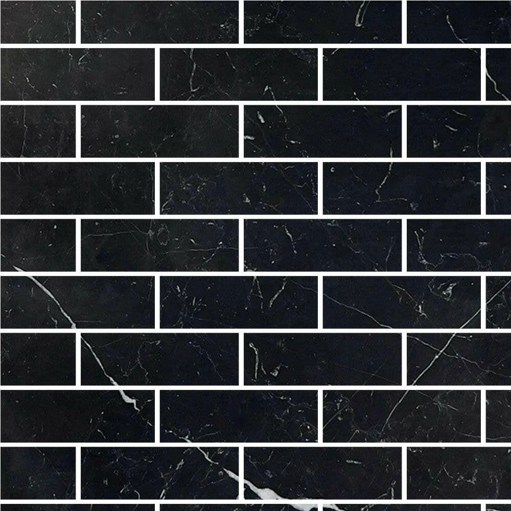 Special Cut | 6x18 Black Marquina Marble Honed Tile Special Cut | 6x18 Black Marquina Marble Honed Tile - American Tile Depot