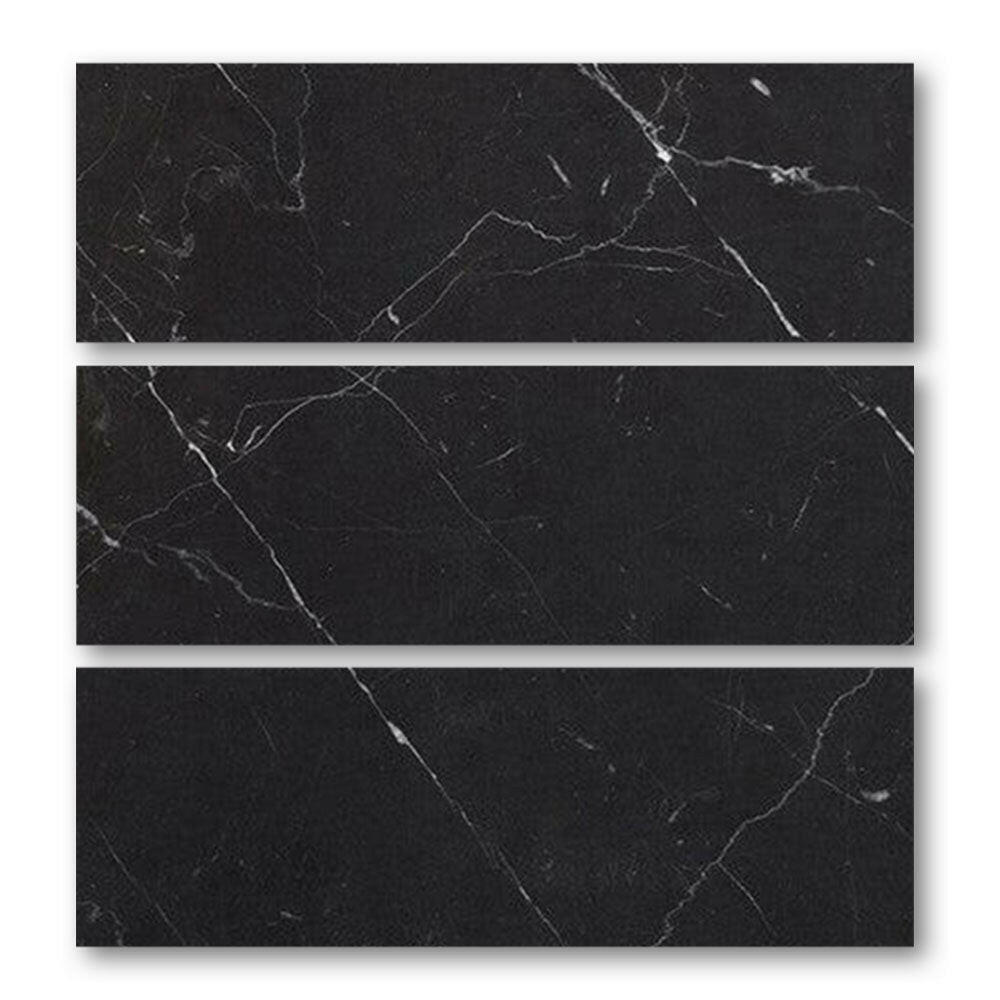 Special Cut | 6x18 Black Marquina Marble Polished Tile Special Cut | 6x18 Black Marquina Marble Polished Tile - American Tile Depot