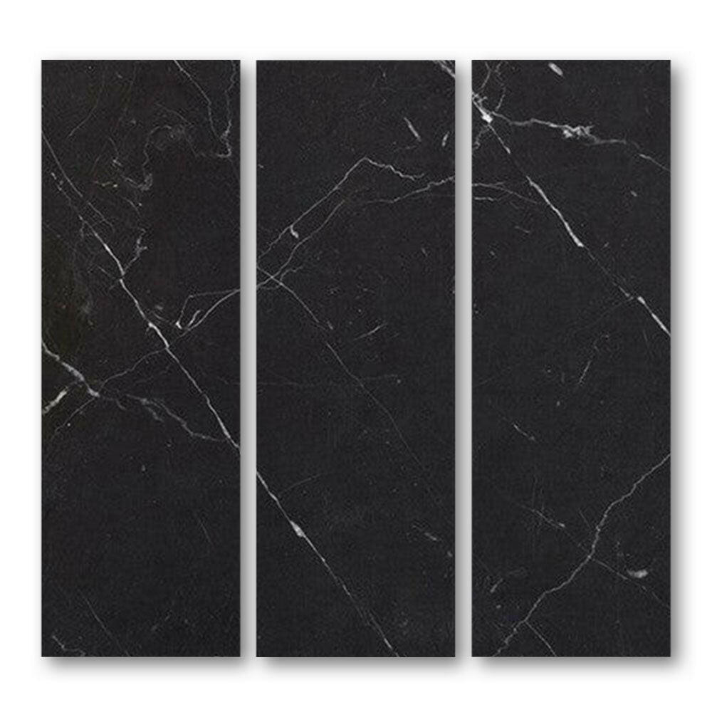 Special Cut | 6x18 Black Marquina Marble Polished Tile Special Cut | 6x18 Black Marquina Marble Polished Tile - American Tile Depot