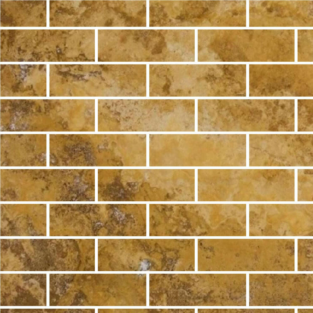 Special Cut | 6x18 Gold / Yellow Travertine Filled & Polished Tile Special Cut | 6x18 Gold / Yellow Travertine Filled & Polished Tile - American Tile Depot