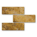 Special Cut | 6x18 Gold / Yellow Travertine Filled & Polished Tile Special Cut | 6x18 Gold / Yellow Travertine Filled & Polished Tile - American Tile Depot