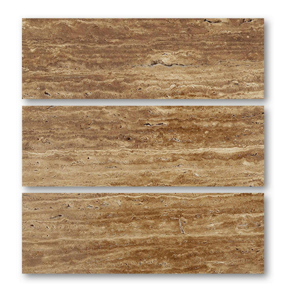 Special Cut | 6x18 Noce Exotic Travertine (Vein-Cut) Filled & Honed Tile Special Cut | 6x18 Noce Exotic Travertine (Vein-Cut) Filled & Honed Tile - American Tile Depot