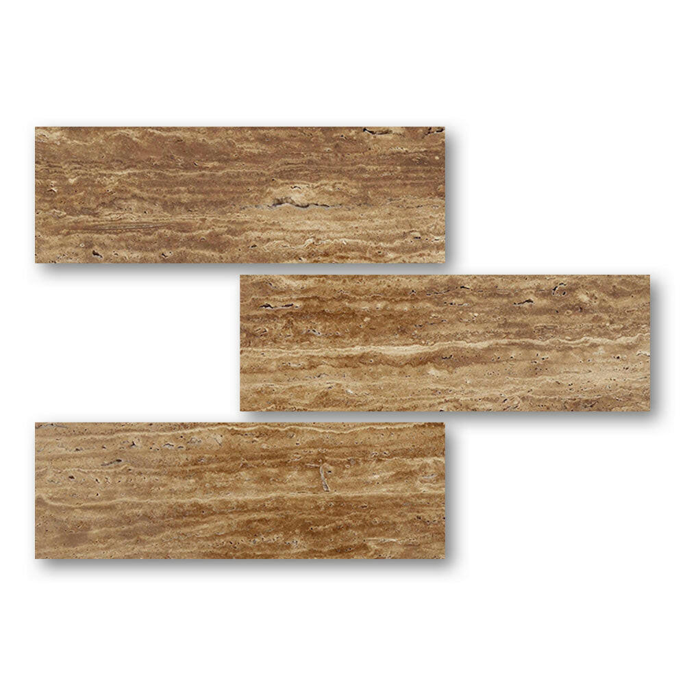Special Cut | 6x18 Noce Exotic Travertine (Vein-Cut) Filled & Honed Tile Special Cut | 6x18 Noce Exotic Travertine (Vein-Cut) Filled & Honed Tile - American Tile Depot