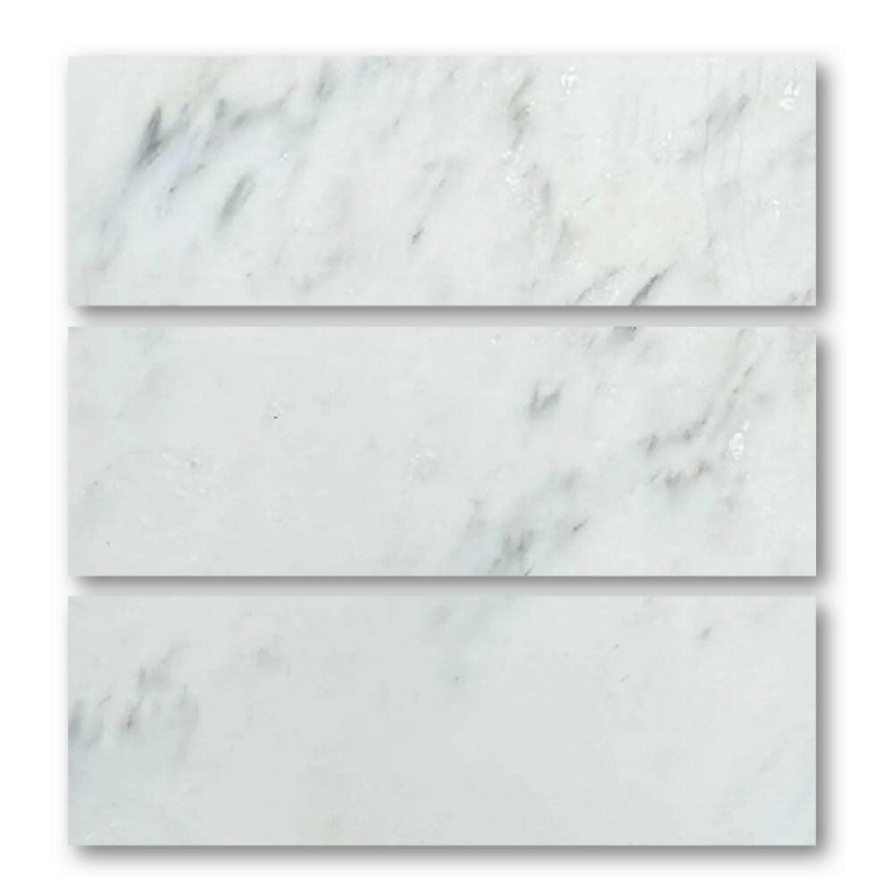 Special Cut | 6x18 Oriental White / Asian Statuary Marble Honed Tile Special Cut | 6x18 Oriental White / Asian Statuary Marble Honed Tile - American Tile Depot
