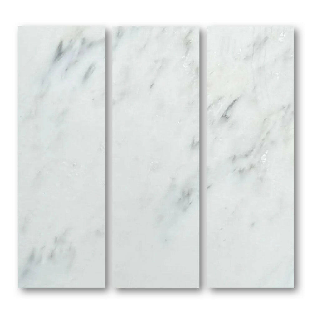 Special Cut | 6x18 Oriental White / Asian Statuary Marble Honed Tile Special Cut | 6x18 Oriental White / Asian Statuary Marble Honed Tile - American Tile Depot