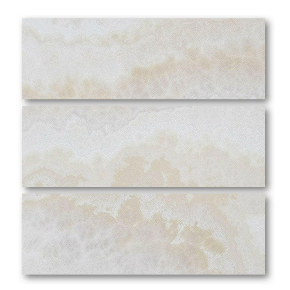 Special Cut | 6x18 Premium White Onyx CROSS-CUT Polished Tile Special Cut | 6x18 Premium White Onyx CROSS-CUT Polished Tile - American Tile Depot