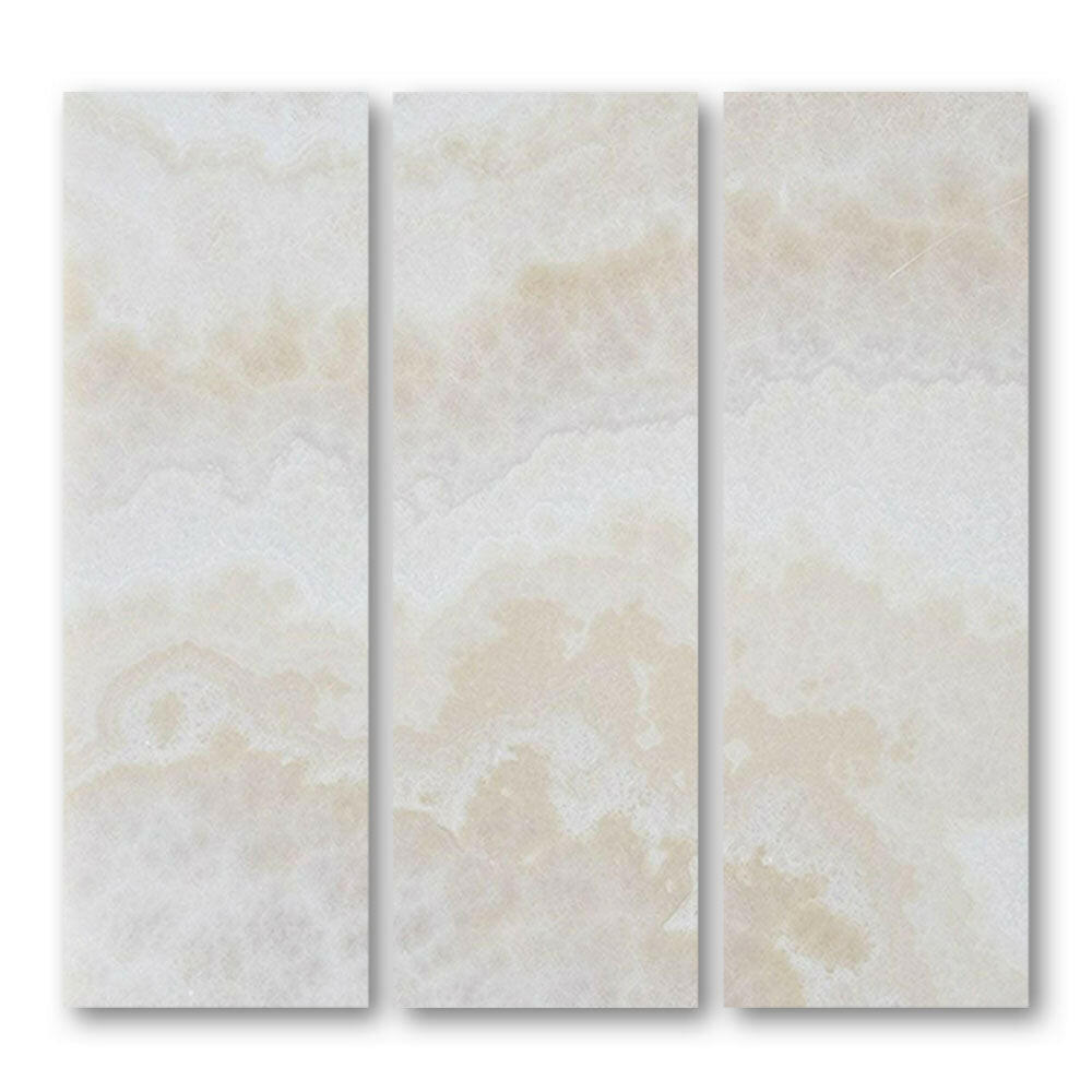 Special Cut | 6x18 Premium White Onyx CROSS-CUT Polished Tile Special Cut | 6x18 Premium White Onyx CROSS-CUT Polished Tile - American Tile Depot