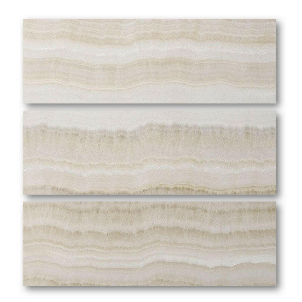 Special Cut | 6x18 Premium White Onyx VEIN-CUT Polished Tile Special Cut | 6x18 Premium White Onyx VEIN-CUT Polished Tile - American Tile Depot