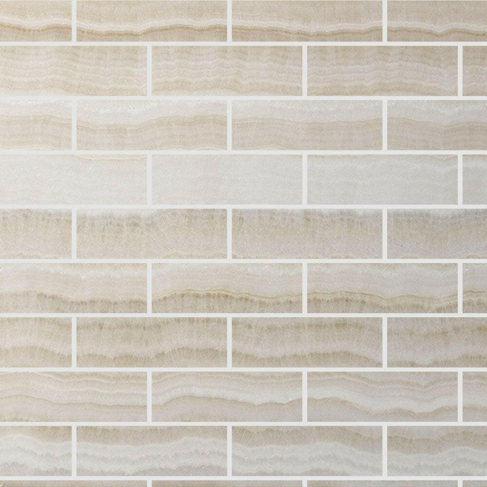 Special Cut | 6x18 Premium White Onyx VEIN-CUT Polished Tile Special Cut | 6x18 Premium White Onyx VEIN-CUT Polished Tile - American Tile Depot