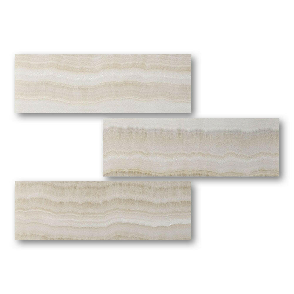 Special Cut | 6x18 Premium White Onyx VEIN-CUT Polished Tile Special Cut | 6x18 Premium White Onyx VEIN-CUT Polished Tile - American Tile Depot