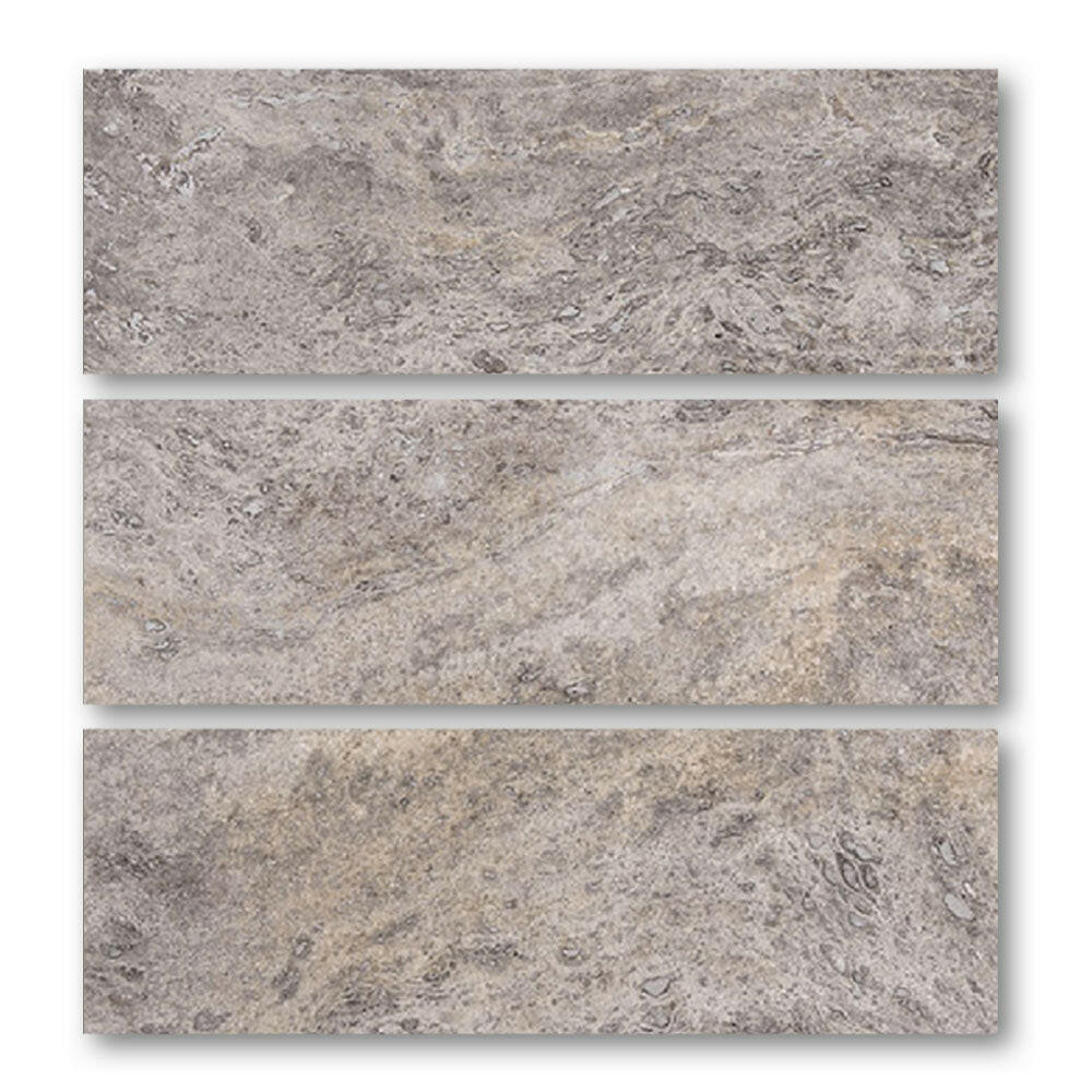 Special Cut | 6x18 Silver Travertine Filled & Honed Tile Special Cut | 6x18 Silver Travertine Filled & Honed Tile - American Tile Depot