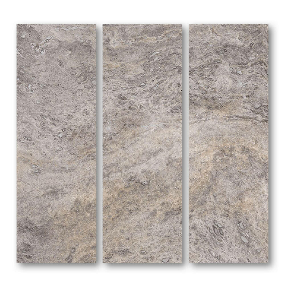 Special Cut | 6x18 Silver Travertine Filled & Honed Tile Special Cut | 6x18 Silver Travertine Filled & Honed Tile - American Tile Depot