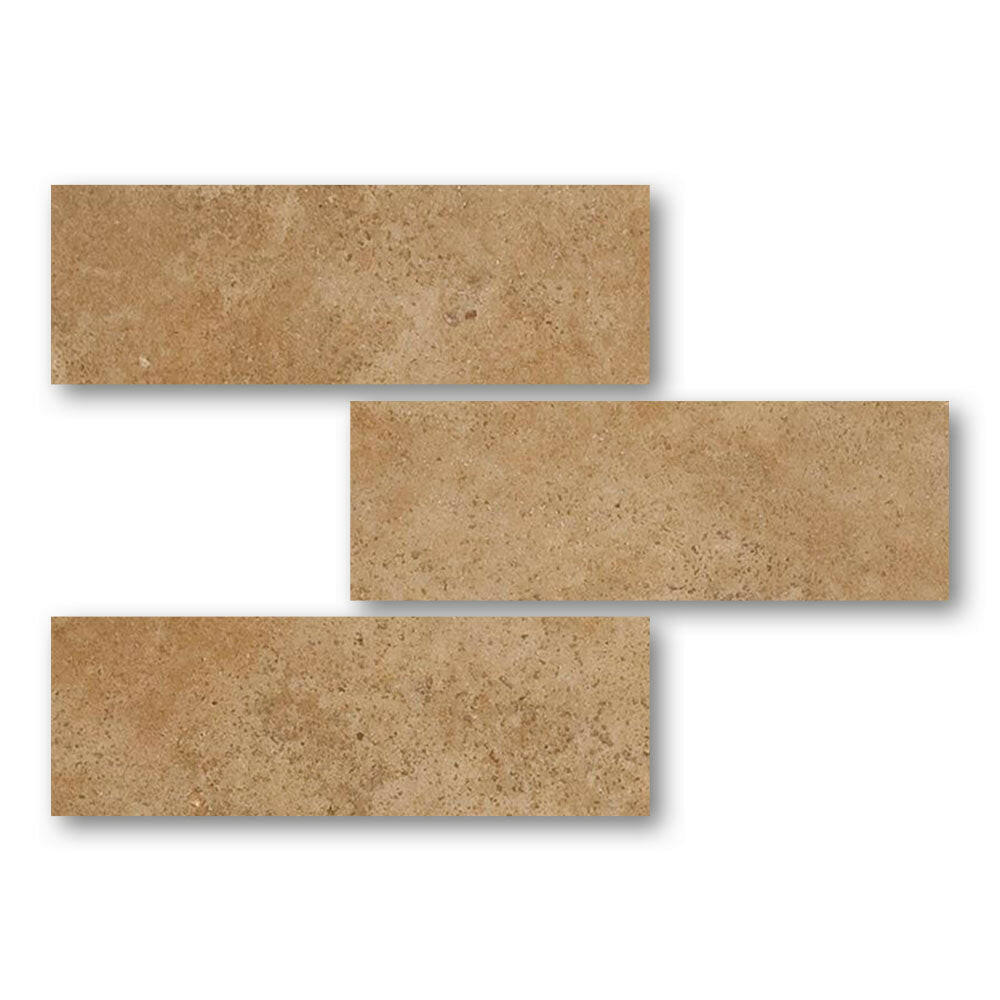 Special Cut | 6x18 Walnut Travertine Filled & Polished Tile Special Cut | 6x18 Walnut Travertine Filled & Polished Tile - American Tile Depot