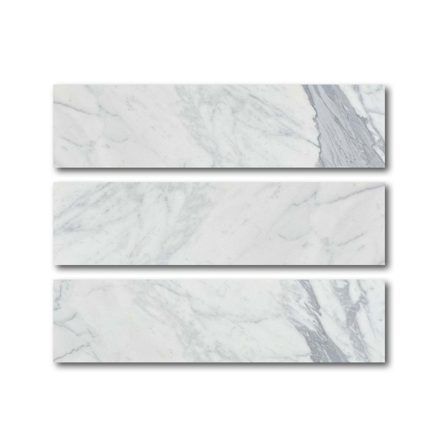 Special Cut | 6x24 Italian Statuary White Marble Honed Tile Special Cut | 6x24 Italian Statuary White Marble Honed Tile - American Tile Depot