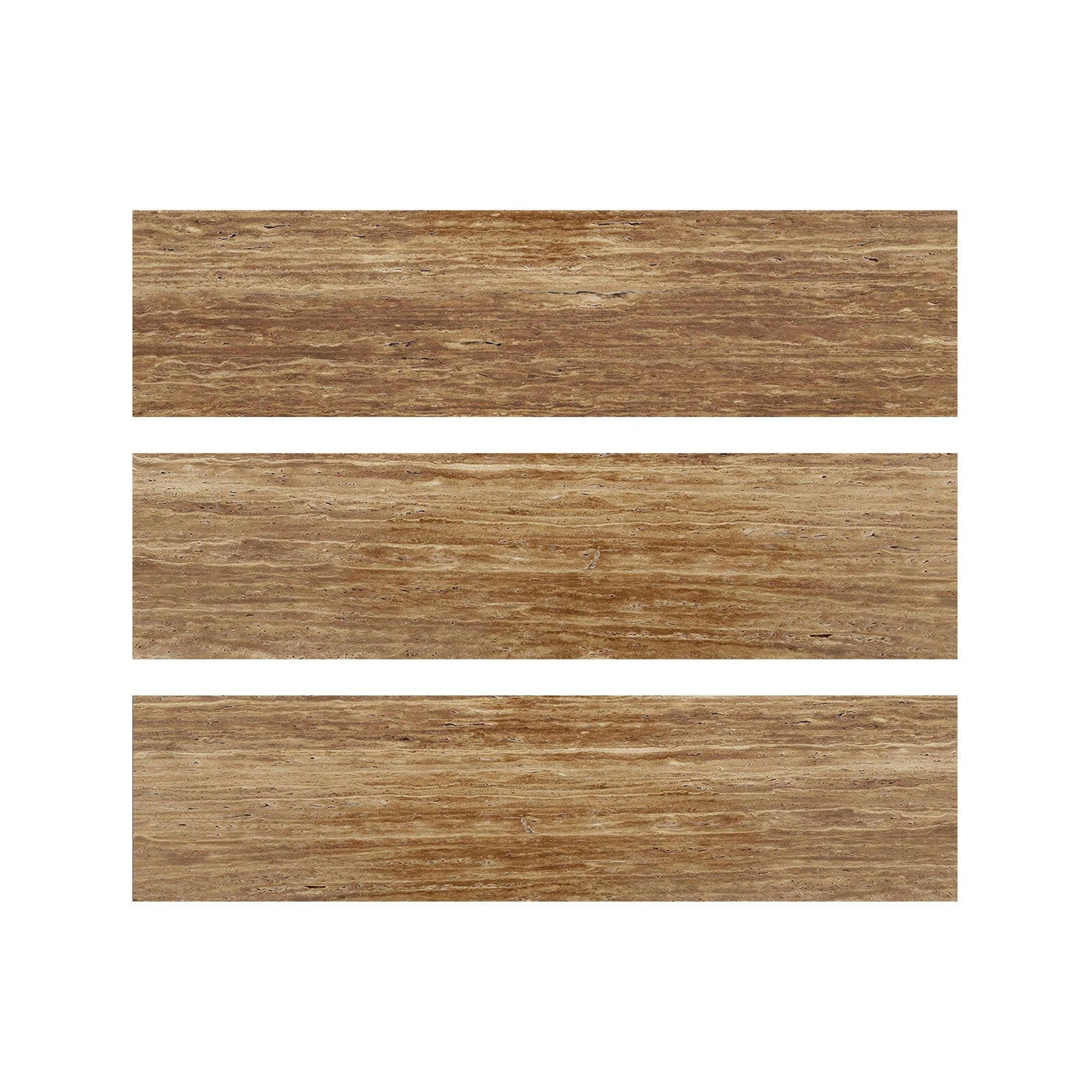 Special Cut | 6x24 Noce Exotic Travertine (Vein-Cut) Filled & Polished Tile Special Cut | 6x24 Noce Exotic Travertine (Vein-Cut) Filled & Polished Tile - American Tile Depot