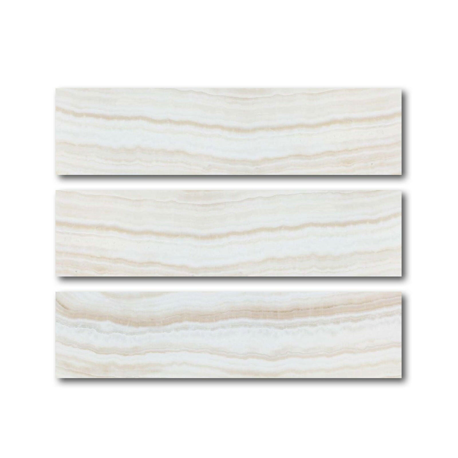 Special Cut | 6x24 Premium White Onyx VEIN-CUT Polished Tile Special Cut | 6x24 Premium White Onyx VEIN-CUT Polished Tile - American Tile Depot
