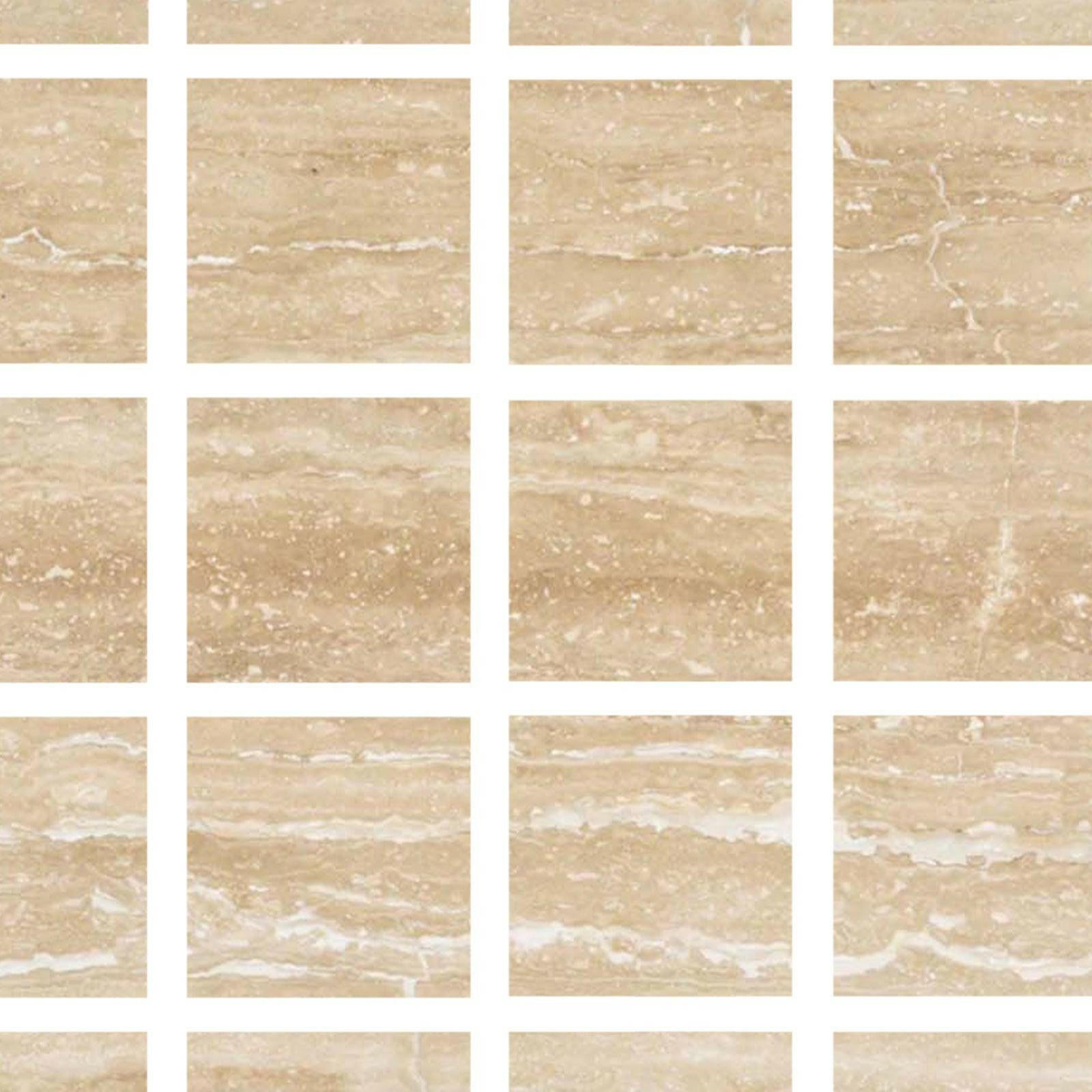 Special Cut | 6x6 Ivory Travertine Vein Cut Filled & Polished Tile Special Cut | 6x6 Ivory Travertine Vein Cut Filled & Polished Tile - American Tile Depot