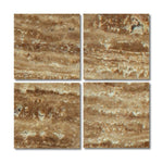 Special Cut | 6x6 Noce Exotic Travertine (Vein-Cut) Filled & Honed Tile Special Cut | 6x6 Noce Exotic Travertine (Vein-Cut) Filled & Honed Tile - American Tile Depot