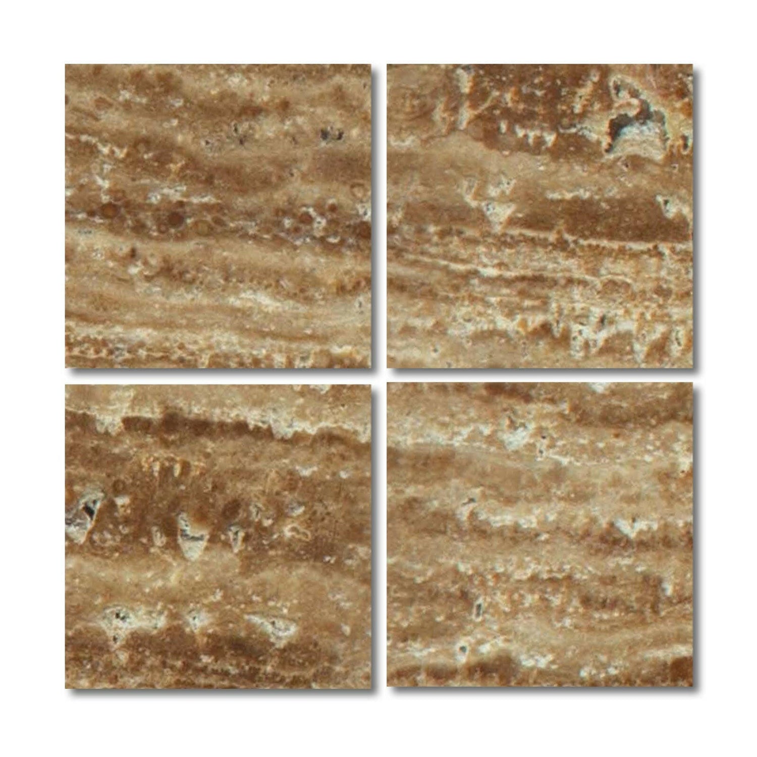 Special Cut | 6x6 Noce Exotic Travertine (Vein-Cut) Filled & Honed Tile Special Cut | 6x6 Noce Exotic Travertine (Vein-Cut) Filled & Honed Tile - American Tile Depot