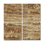 Special Cut | 6x6 Noce Exotic Travertine (Vein-Cut) Filled & Polished Tile Special Cut | 6x6 Noce Exotic Travertine (Vein-Cut) Filled & Polished Tile - American Tile Depot