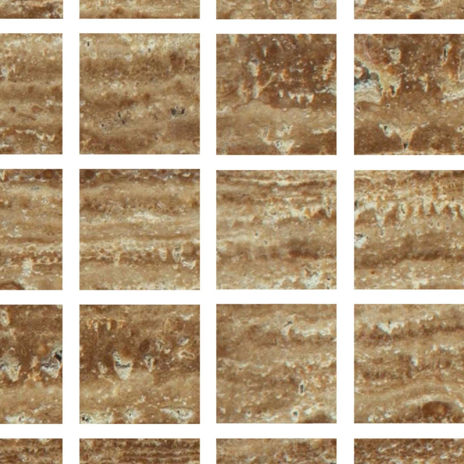 Special Cut | 6x6 Noce Exotic Travertine (Vein-Cut) Filled & Polished Tile Special Cut | 6x6 Noce Exotic Travertine (Vein-Cut) Filled & Polished Tile - American Tile Depot