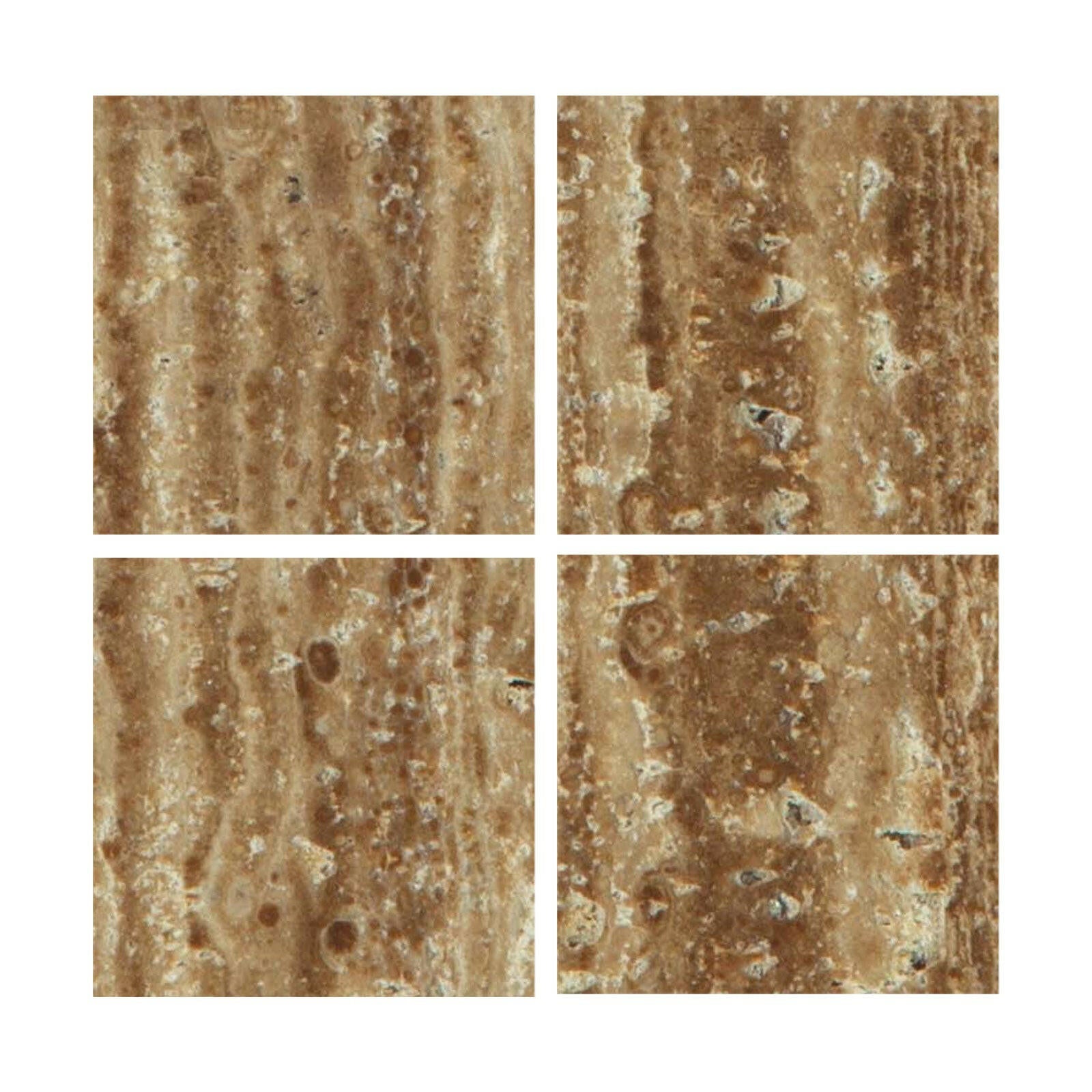 Special Cut | 6x6 Noce Exotic Travertine (Vein-Cut) Filled & Polished Tile Special Cut | 6x6 Noce Exotic Travertine (Vein-Cut) Filled & Polished Tile - American Tile Depot