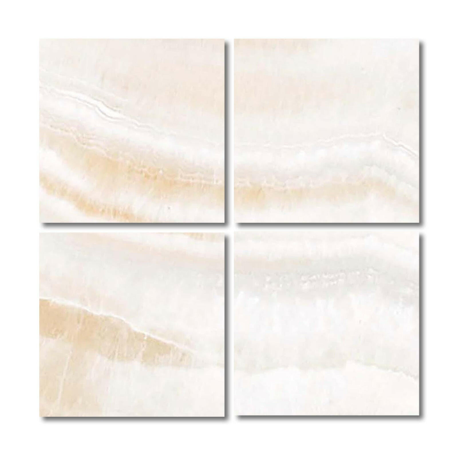 Special Cut | 6x6 Premium White Onyx VEIN-CUT Polished Tile Special Cut | 6x6 Premium White Onyx VEIN-CUT Polished Tile - American Tile Depot