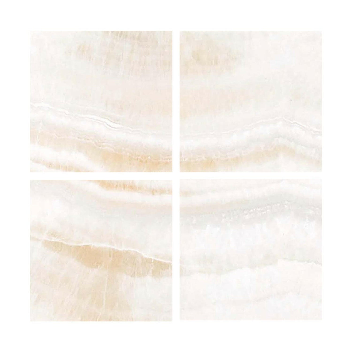 Special Cut | 6x6 Premium White Onyx VEIN-CUT Polished Tile Special Cut | 6x6 Premium White Onyx VEIN-CUT Polished Tile - American Tile Depot