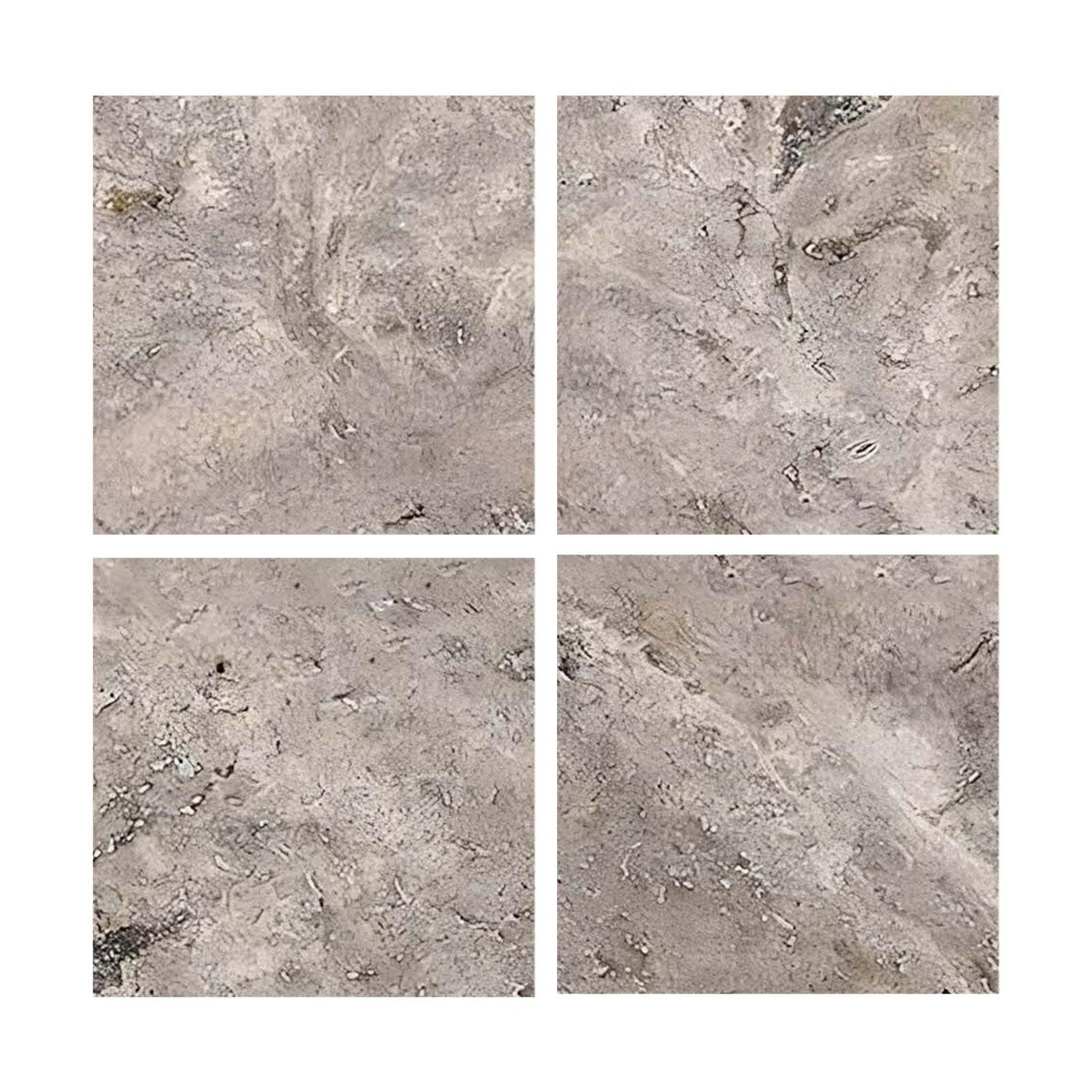 Special Cut | 6x6 Silver Travertine Filled & Honed Tile Special Cut | 6x6 Silver Travertine Filled & Honed Tile - American Tile Depot