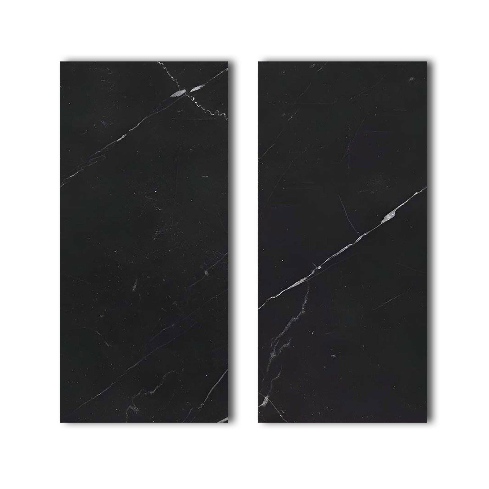 Special Cut | 9x18 Black Marquina Marble Honed Tile Special Cut | 9x18 Black Marquina Marble Honed Tile - American Tile Depot