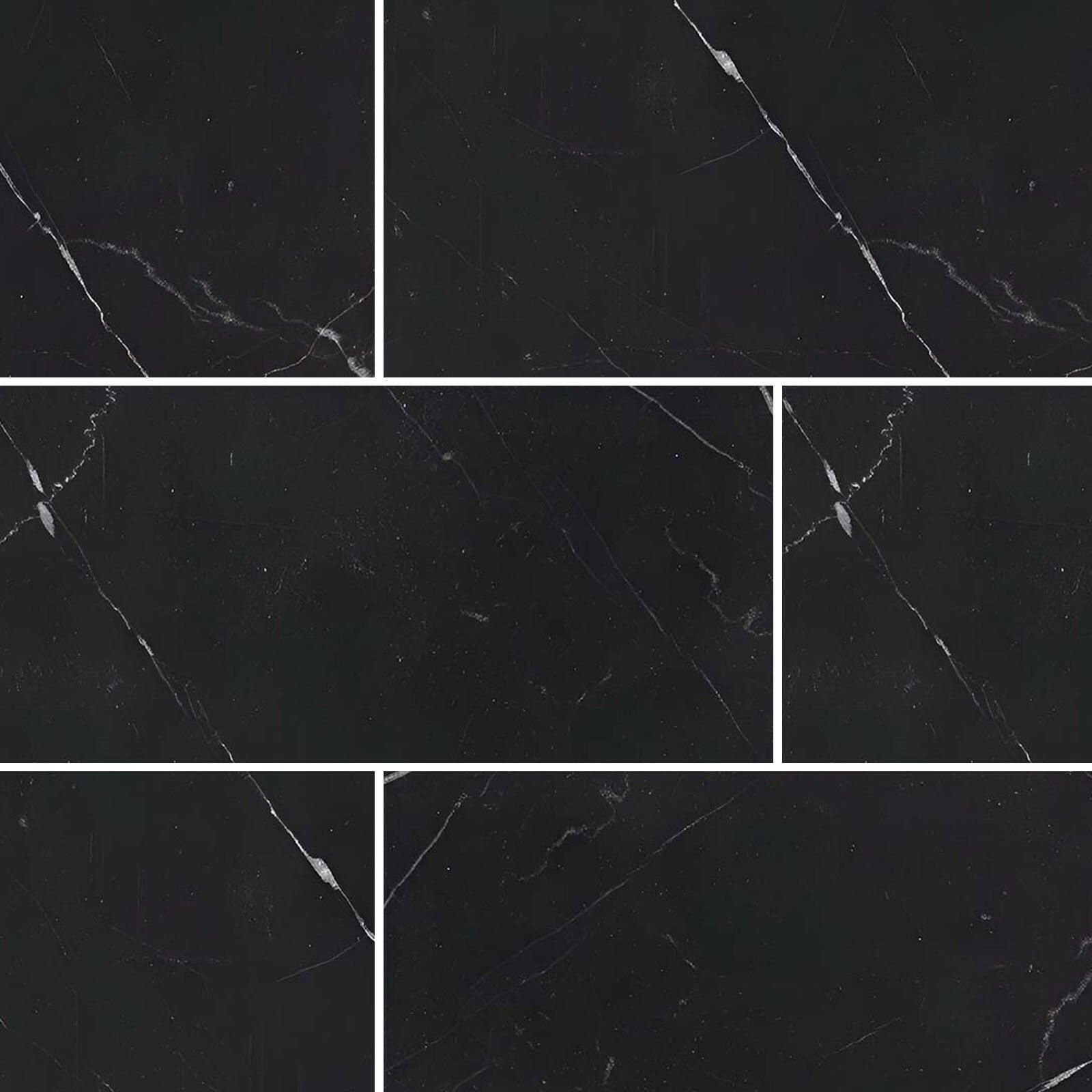 Special Cut | 9x18 Black Marquina Marble Honed Tile Special Cut | 9x18 Black Marquina Marble Honed Tile - American Tile Depot
