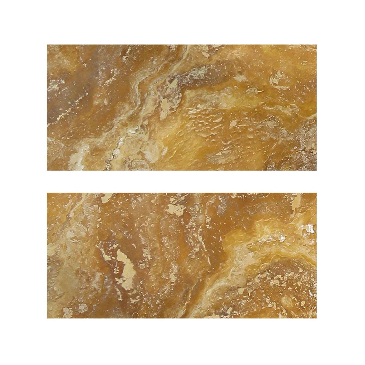 Special Cut | 9x18 Gold / Yellow Travertine Filled & Polished Tile Special Cut | 9x18 Gold / Yellow Travertine Filled & Polished Tile - American Tile Depot